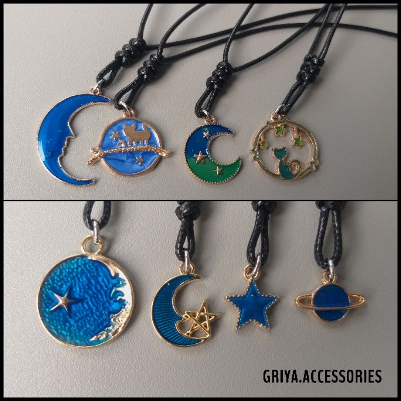 Kalung Tali Water Proff Liontin Bulan Bintang