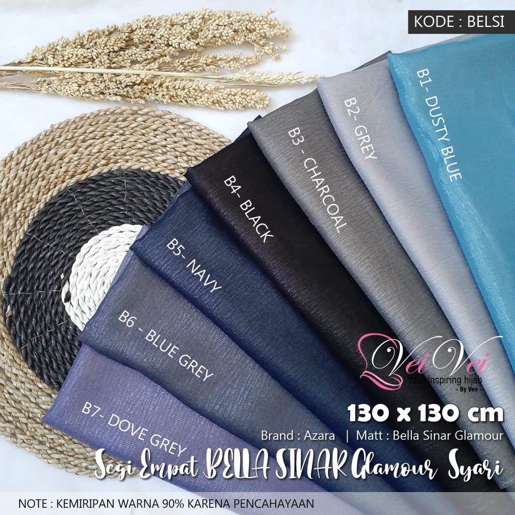 [ 130 x 130 cm] BELLA SINAR GLAMOUR PESTA - JILBAB PESTA SEGI EMPAT SYARI JUMBO AZARA-2