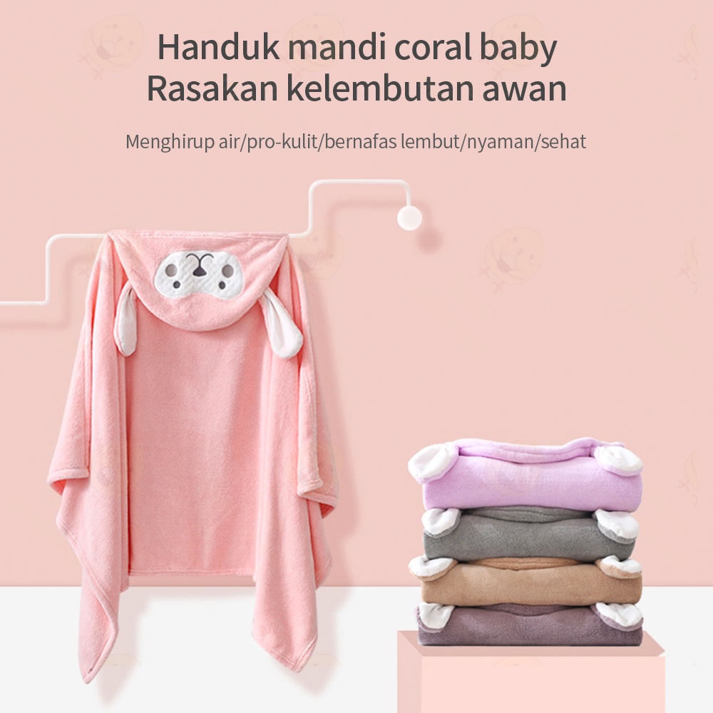 Lacoo Handuk bayi anak lembut Handuk mandi anak bayi motif kelinci 70*140 cm