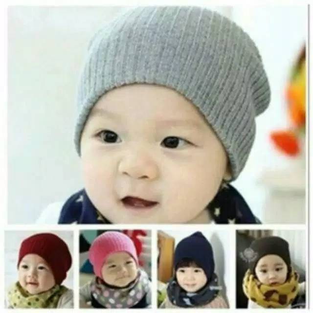 Kupluk  bayi rajut salur polos