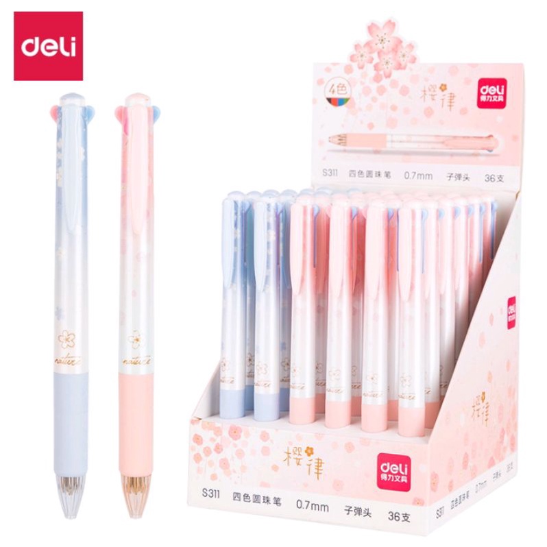 

DELI BALLPOINT PEN RETRACTABLE SAKURARU S311/PULPEN DELI 4 WARNA S311