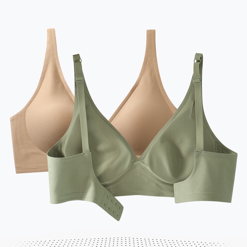 TUTULADY Bra Busa Tipis Tanpa Kawat Seamless Bra Cup B/C Deep V Lembut