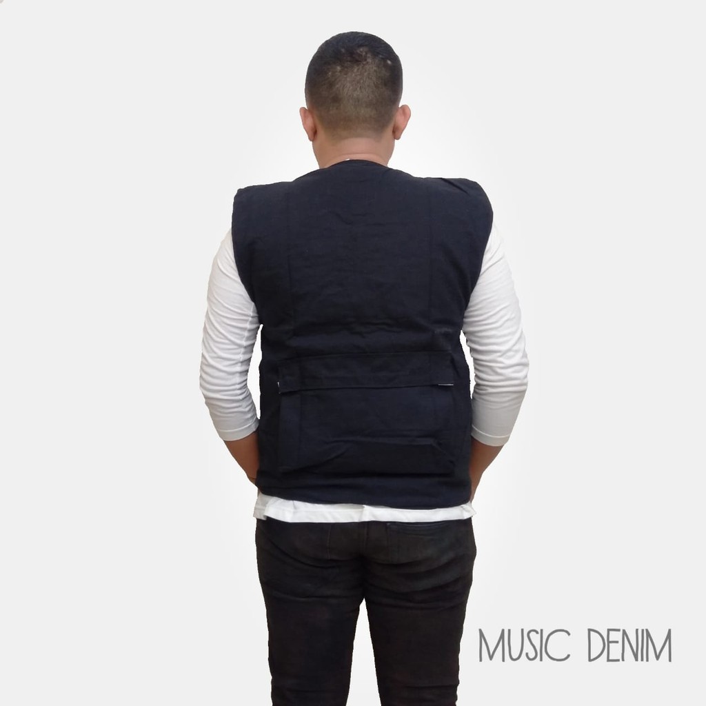 Rompi Motor Vest Canvas Modis Original Music Denim Terbaru Terlaris