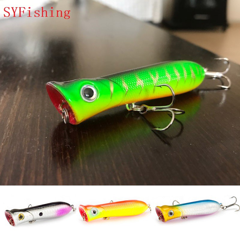 SYFishing 1Pcs Popper Fishing Lure 8cm 12g Swimbait Umpan Pancing Minnow Ikan Bass Wobbler Kail Memancing Tackle