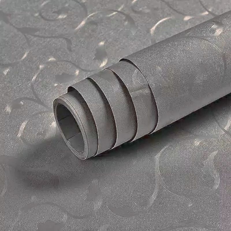 ( BELI 4 GRATIS 2 )Terlaris Wallpaper Sticker Wallpaper Dinding Ruang Tamu Motif Polos | Putih Salur Bunga | Cream | Abu Ungu Kuning Hijau Coklat Merah Pink Biru Batik Bunga Kembang Batu Bata 3D Kotak Segitiga Minimalis Garis Emas Tua Muda Murah-Abu Batik Bunga