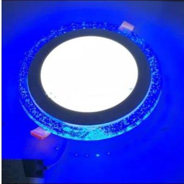 lampu downlight led panel 2 warna bulat putih dan bulat biru 6w + 3 watt inbow lampu panel