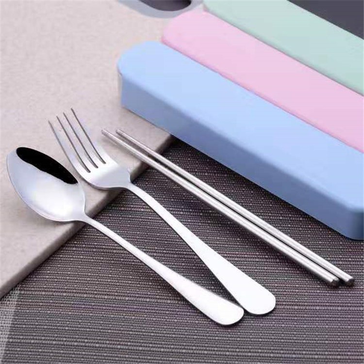 Sendok set Travel 3Pcs Stainless Steel Set Alat Makan Sendok Garpu Sumpit / Spoon Fork Chopsticks LUCU warna warni murah berkualitas