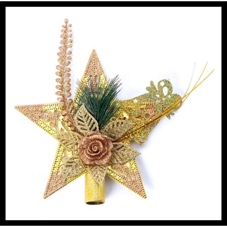 Hiasan Top Bintang Pohon Natal / Gold (Besar) - Pucuk Pohon Natal