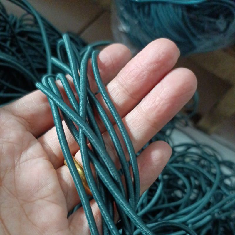 tali bulat elastis tali string elastis/tali karet bulat  3mm 13 warna( permeter)-Hijau botol