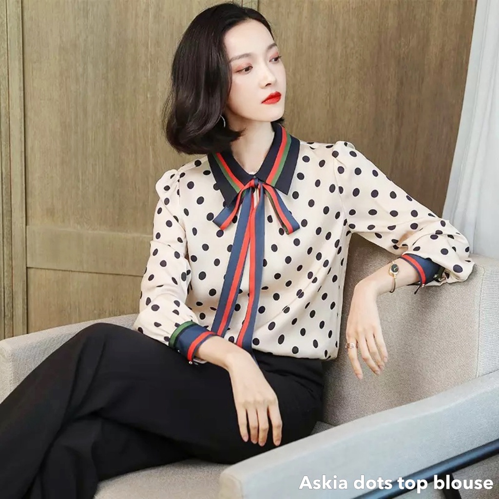 Askia dots top blouse -Thejanclothes