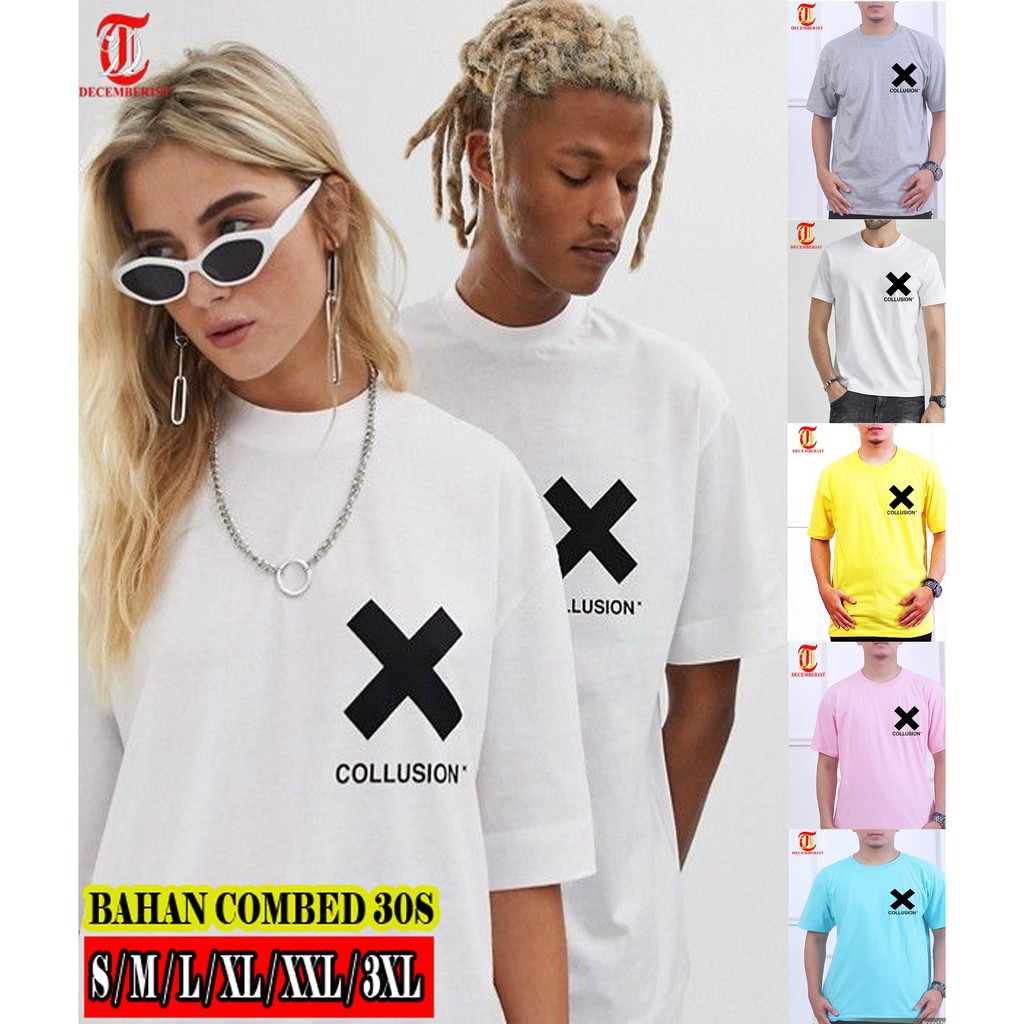 Baju X Collusiion Premium - Kaos Branded Pakaian Atasan Pria Wanita Oversize Big Size