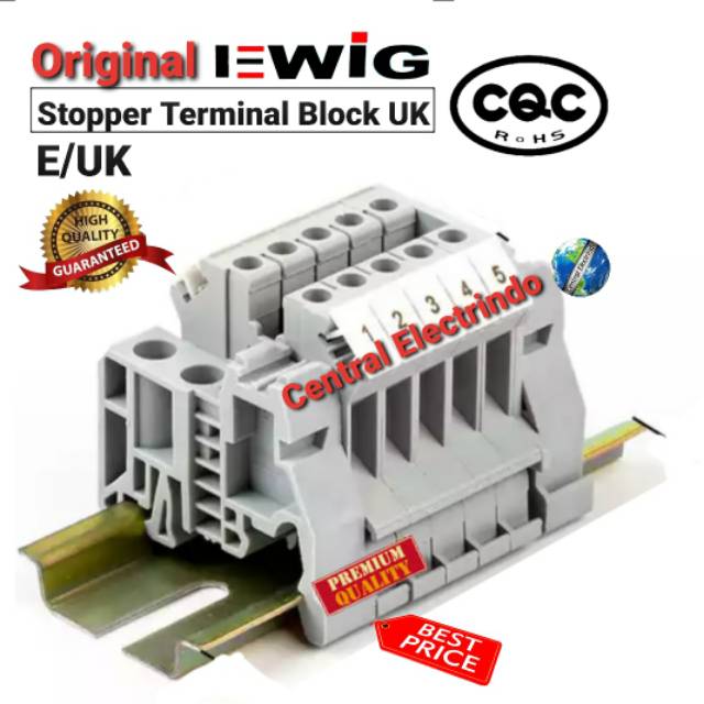 Stopper Terminal Block Din Rail EWIG Type E/UK.