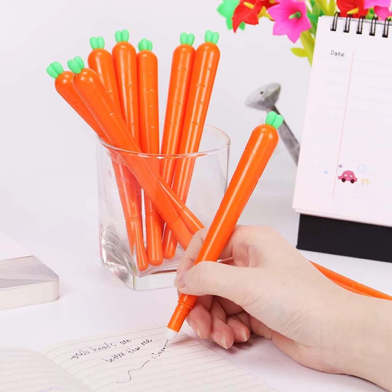 Pen Gel Silikon Bentuk Wortel Kartun Kapasitas Besar 0.5mm Untuk Stationery Sekolah / Kantor