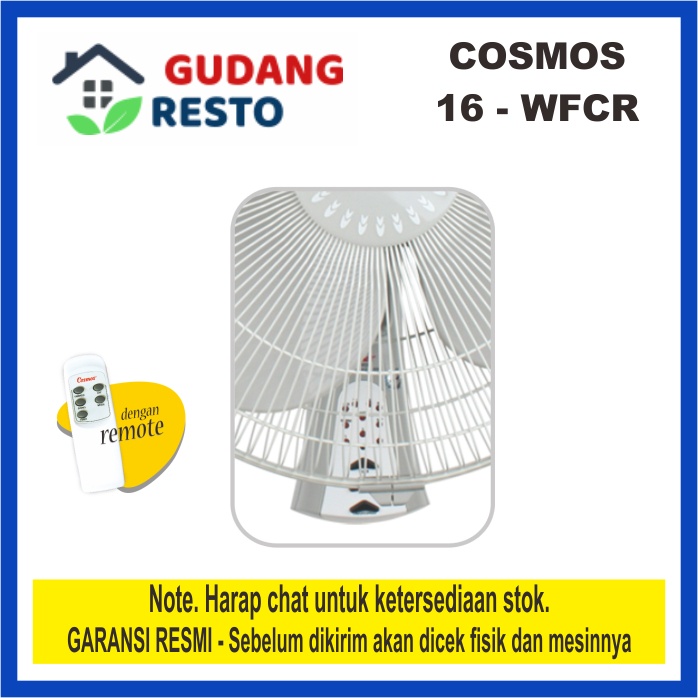 COSMOS WALL FAN 16 WFCR / 16WFCR DENGAN REMOTE KIPAS ANGIN DINDING / TEMBOK / GANTUNG 16 inch / 16&quot;