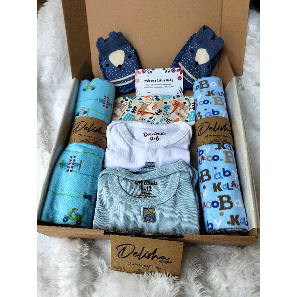 Hampers Bayi New Born Baby Boy/Girl Kado Bayi Lahir, Baju Bayi, Bedong, Gift Box Baby-Jumper C Boy