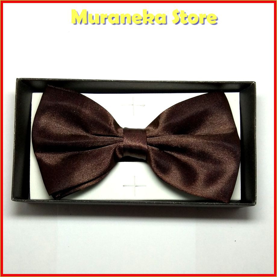 Dasi Kupu Polos COKLAT Pita Instan Kupu2 Pria Slim bowtie Brown Pengantin Wedding Set Satin KupuKupu