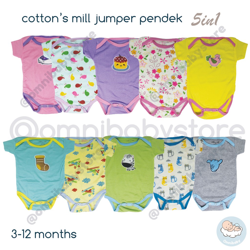 cotton's mill jumper bayi laki-laki / bayi perempuan lengan pendek 5in1 (SNI)