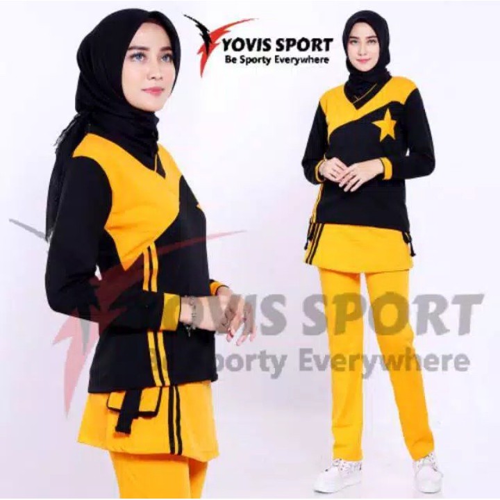 Setelan olahraga wanita/celana senam/baju senam muslimah/jumbo/ukuran jumbo/JUMBO SIZE BINTANG