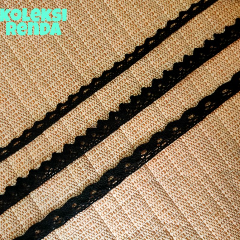Renda rajut hitam, renda kait hitam (per roll 15yard)