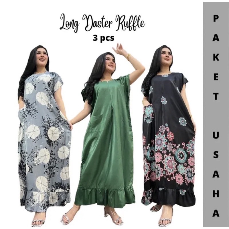 Paket Hemat 4Pcs Daster Habel Ruffle LD 120 Dastter Dres Pakaian Wanita Promo 4 Pcs Daster Panjang M