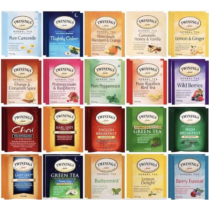 

Twinings Australia & USA - Pure Camomile - Nighly Calm - Pomegranate&Raspberry - Orange&Cinnamon