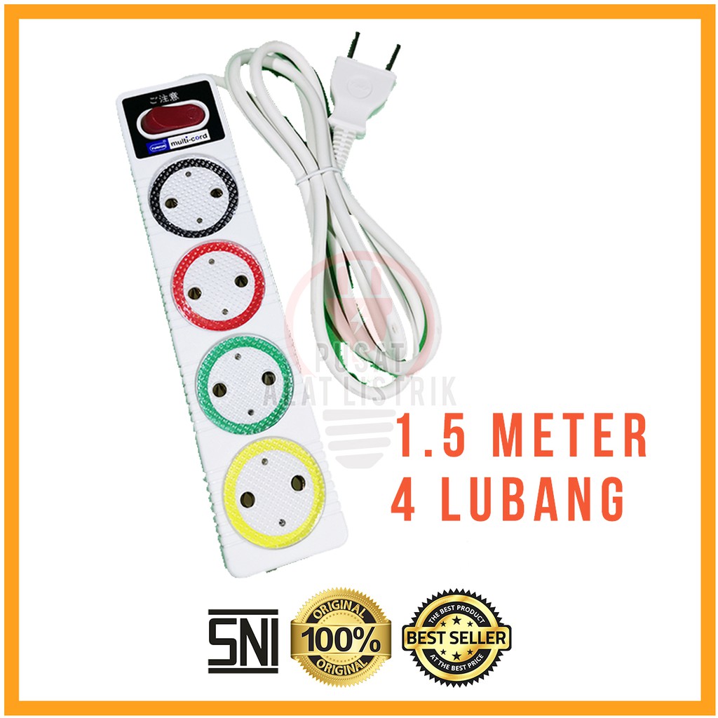 COLOKAN LISTRIK 4 LUBANG 1.5 METER SAKLAR STOP KONTAK TERMINAL KABEL 4L 1.5M MULTICORD 4 LUBANG