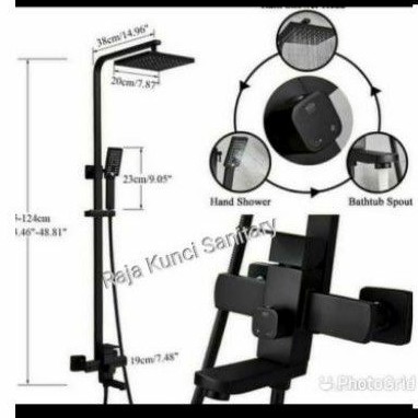 Shower Tiang Column Kotak/Shower Set Panas Dingin Stainless SUS 304 Hitam/Black/Kuningan