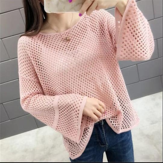 WSE390 - Atasan Jaring Rajut Messy Good Quality Lembut Model Korea Trending Korean Style Sweater Blouse Cardigan Jacket Jahitan Rapi Menggunakan Mesin Khusus