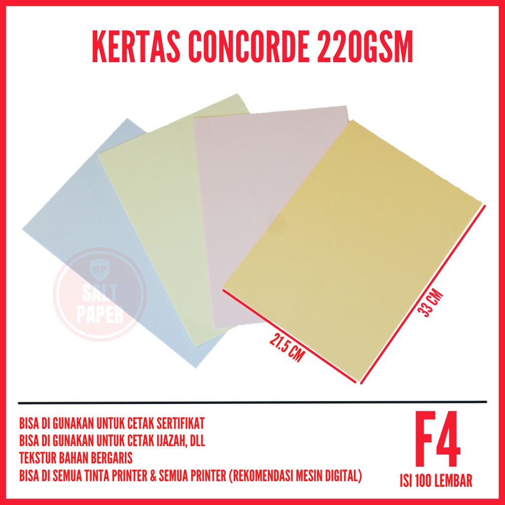 

Concorde F4 220 gr isi 100 lembar / Kertas Piagam F4 / Concorde F4