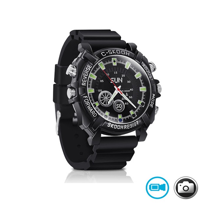 Spy Camera Wristwatch Waterproof 8Gb Full HD  With Infrared - Kamera Tersembunyi Model Jam Tangan
