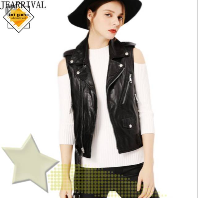 JAKET ROMPI KULIT SINTETIS WANITA
