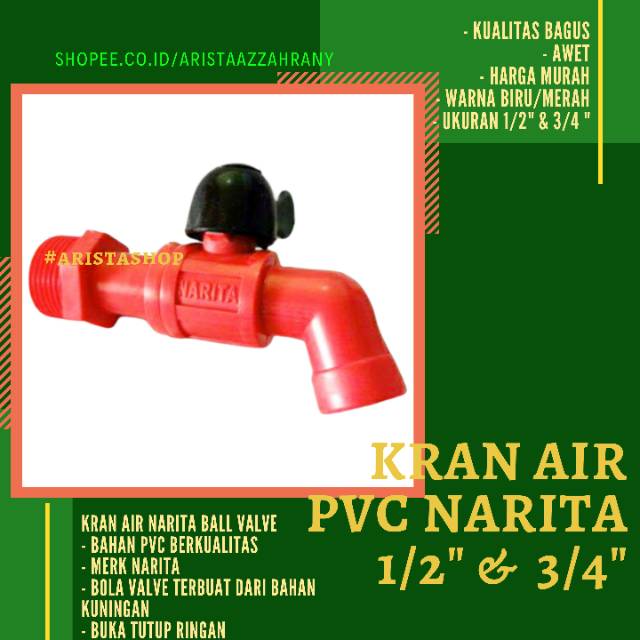 Kran Air PVC Narita | Kran Taman Tembok | Ball Valve Kuningan Awet         ;