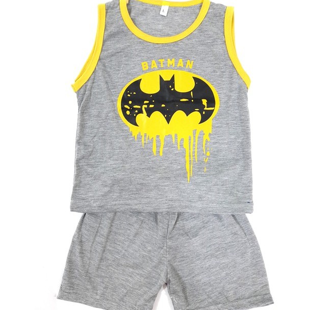 setelan singlet celana pendek 1-5 thun abu anak laki pakaian kaos cowok S M L XL grosir