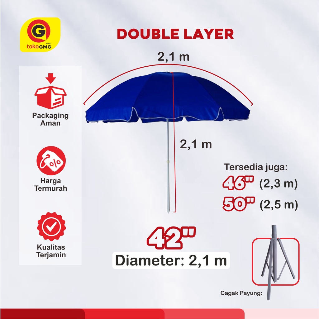 Payung jualan kokoh UV - double layer - kain tebal - payung besar - payung tenda - payung lebar