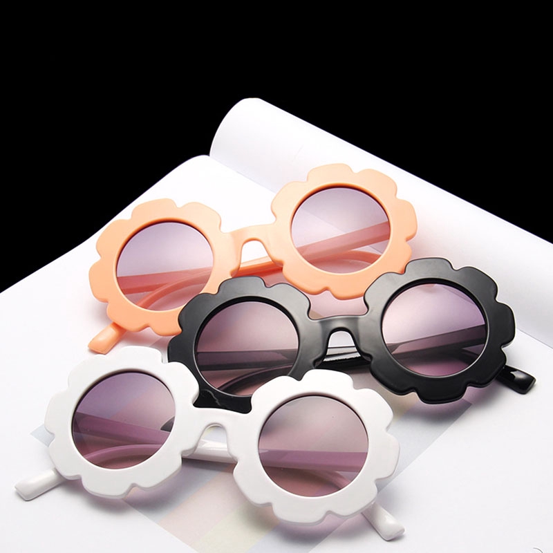 Kacamata Anak Perempuan Anti UV400 Bentuk Bulat Motif Bunga Matahari Bahan Plastik-5