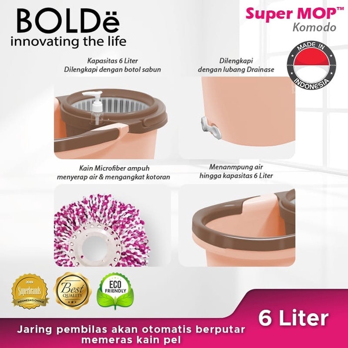 Alat Pel Lantai Super Mop Bolde Komodo 6 Liter Pengering Bisa Dilepas pembersih lantai