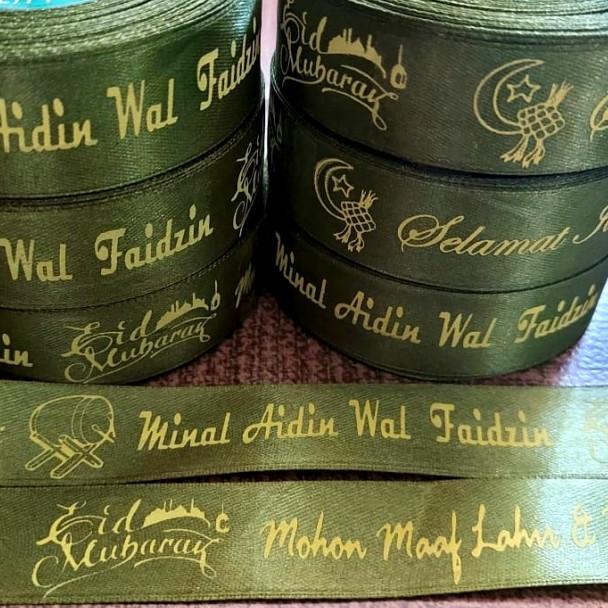 

○ pita idulfitri lebaran 1inch eid mubarak minal aidin ribbon roll murah - hijau MINT ➷