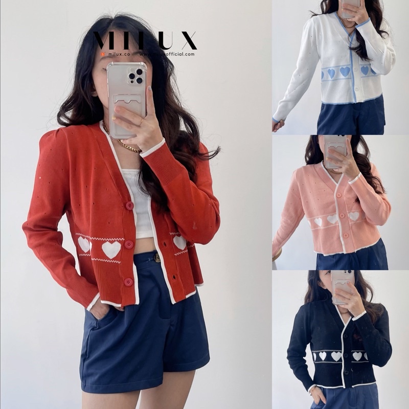 CARDIGAN LOVE OUTER JAKET WANITA IMPORT KNIT RAJUT MX950