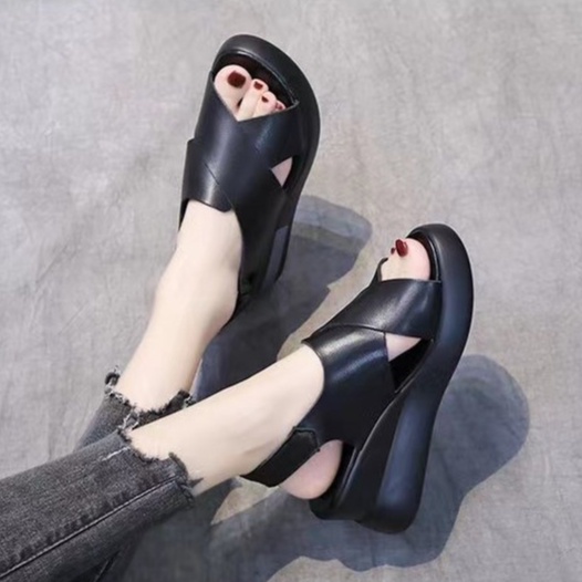 KZT-SW12 Sandal Wedges Strap Fashion Korea COD TERMURAH