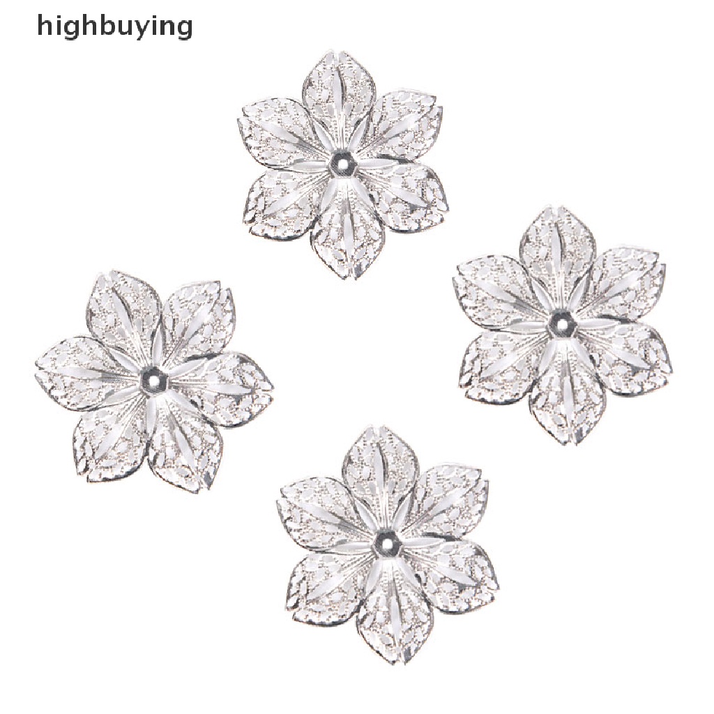 Hbid 50Pcs / Set Charm Konektor Bentuk Bunga Filigree Untuk Liontin Perhiasan DIY