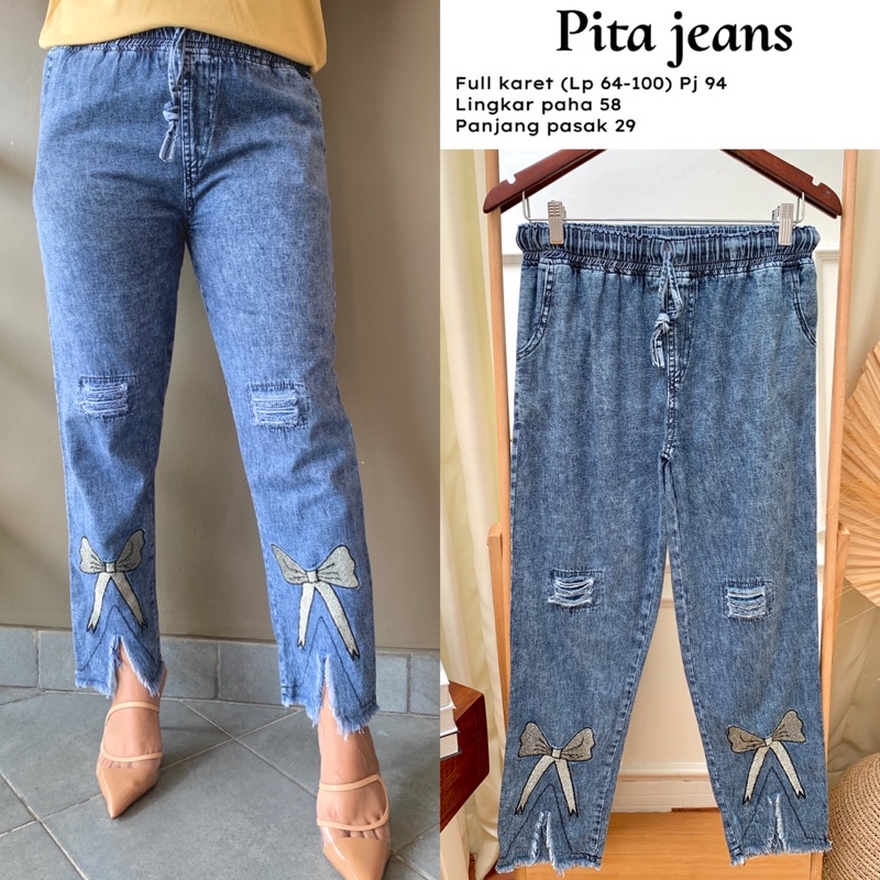 SOFT JEANS BORDIR PITA || CELANA JEANS WANITA