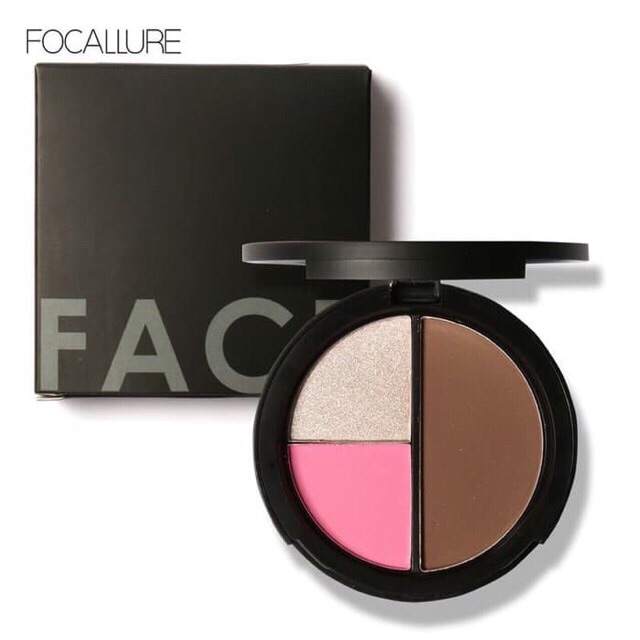 (BONUS LIPSTICK) Focallure Trio Blush On / Highlight &amp; Contour Powder FA20