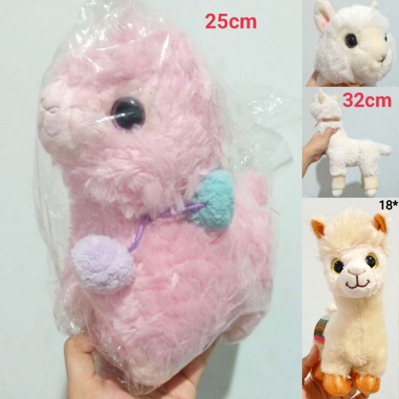 Boneka alpaca ilama putih pink mipan zu zuzu wisuda lembut besar