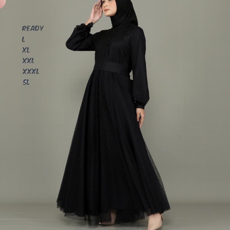 Harga Termurah GAMIS BRUKAT TILE DOT JUMBO DRESS TERBARU PESTA UK L XL XXL 3L 5L UP TO LD 140 OSANA 