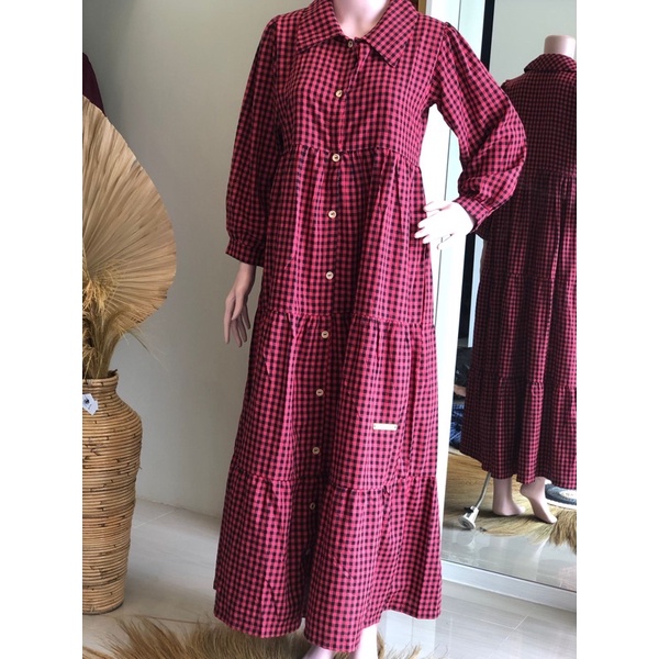 FWG - DRESS TATA / DRESS KOTAK / DRESS KOREA WANITA / PAKAIAN DRESS WANITA / DRESS WANITA