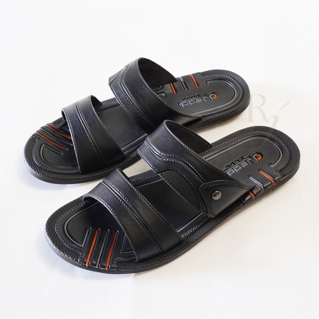 JEDDI [MAX 201] Sandal Selop Pria Kasual Kulit Sendal Selop Slide Pria Sendal Santai Hangout Cowok Sandal Kulit Original