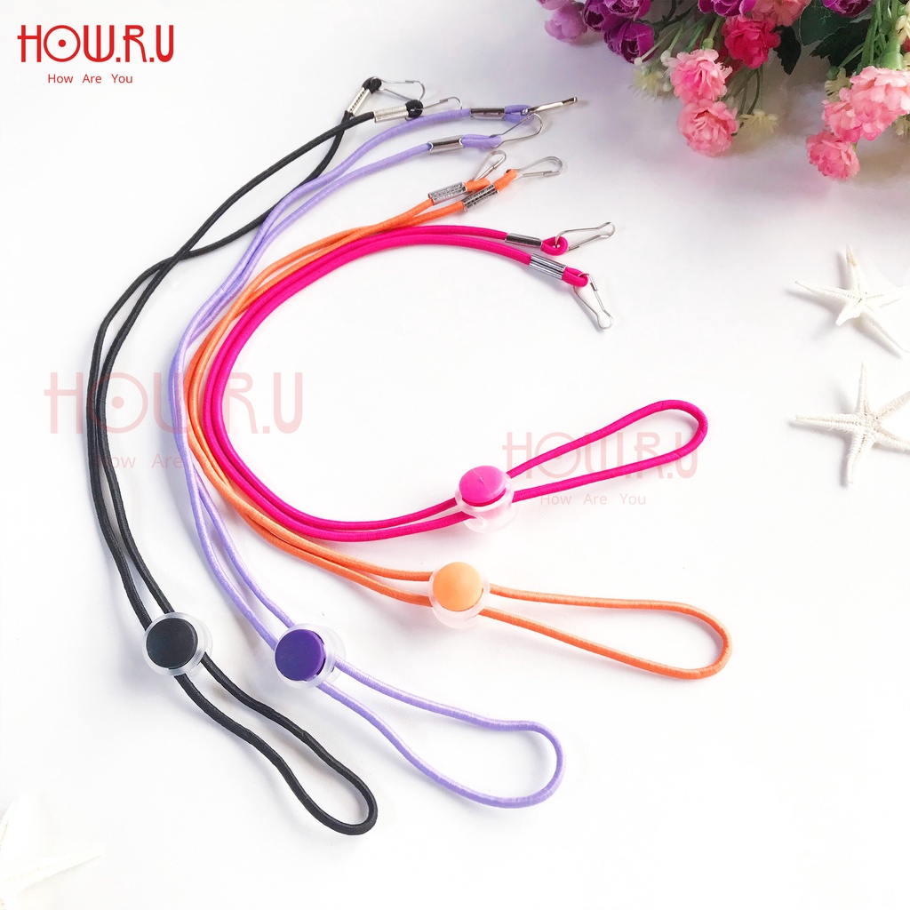 HOW.R.U | Strap Masker 2in1 Stopper Hijab Friendly/ Tali Lanyard / Kalung Masker Warna Polos Murah Lucu Warna-Warni 34cm