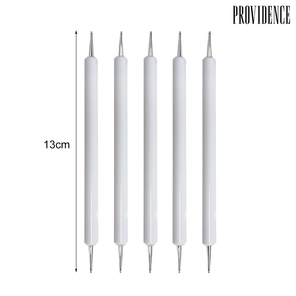 Providence 5pcs / Set Pen Dotting Nail Art Profesional Kepala Ganda Gagang Kayu Ergonomis