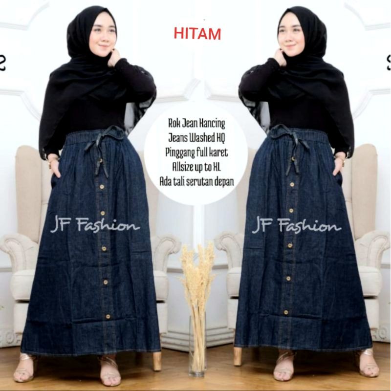 Rok Jeans Panjang Premium Variasi Kancing