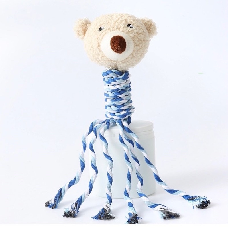 TEDDY BEAR Squeaky Toy with Chewing Rope